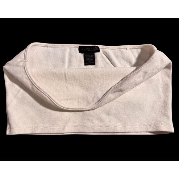 Vintage Express 90s Y2k white ponte tube top, ladies' size L sexy crop top - Picture 5 of 6